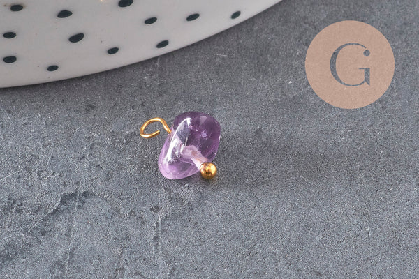 Breloque nuggets pierre naturelle zamac doré 7-11mm, x1 (G8035)