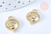 Breloque oeil protecteur zamac doré 18k cristal zircon9mm , x1 (G5490)