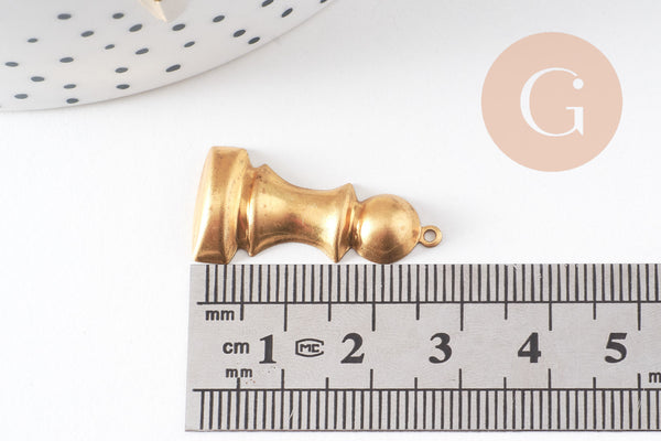Breloque pièce échecs laiton, fournitures pour bijoux, breloques laiton brut , breloque bijoux,jeux d'échecs, x1, 20mm-G1493