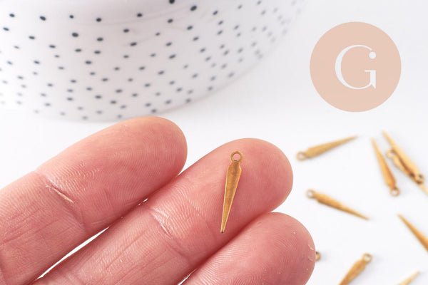 Breloque pointe laiton brut 17mm,x 10 (G0193)