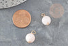 Breloque ronde Jade teinté imitation morganite doré 18mm, x1 (G9353)