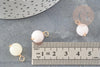 Breloque ronde Jade teinté imitation morganite doré 18mm, x1 (G9353)