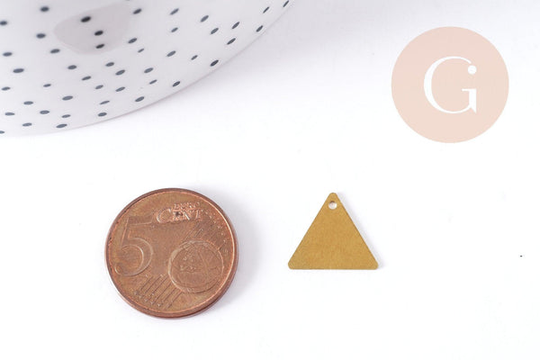 Breloque triangle 1 trou laiton brut 14mm, x10 (G8837)