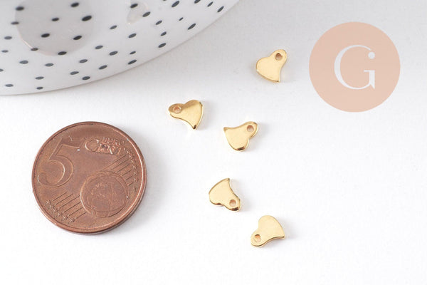 Breloques coeur stylisé acier 201 inoxydable doré 6mm,x10 (G10515)