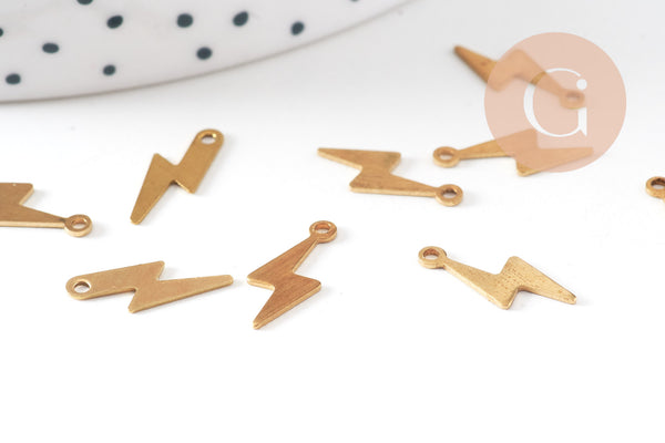 Breloques éclair laiton brut, fourniture laiton brut,pendentif éclair, sans nickel,pendentif eclair,création bijoux, x 50,14mm-G1664