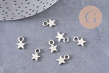 Breloques étoiles argentées , pendentif salace argenté 10mm, x50 (14gr) (G0059)
