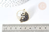 Broche Chat double émail blanc et noir zamac doré 35x23mm, x1 (G8132)