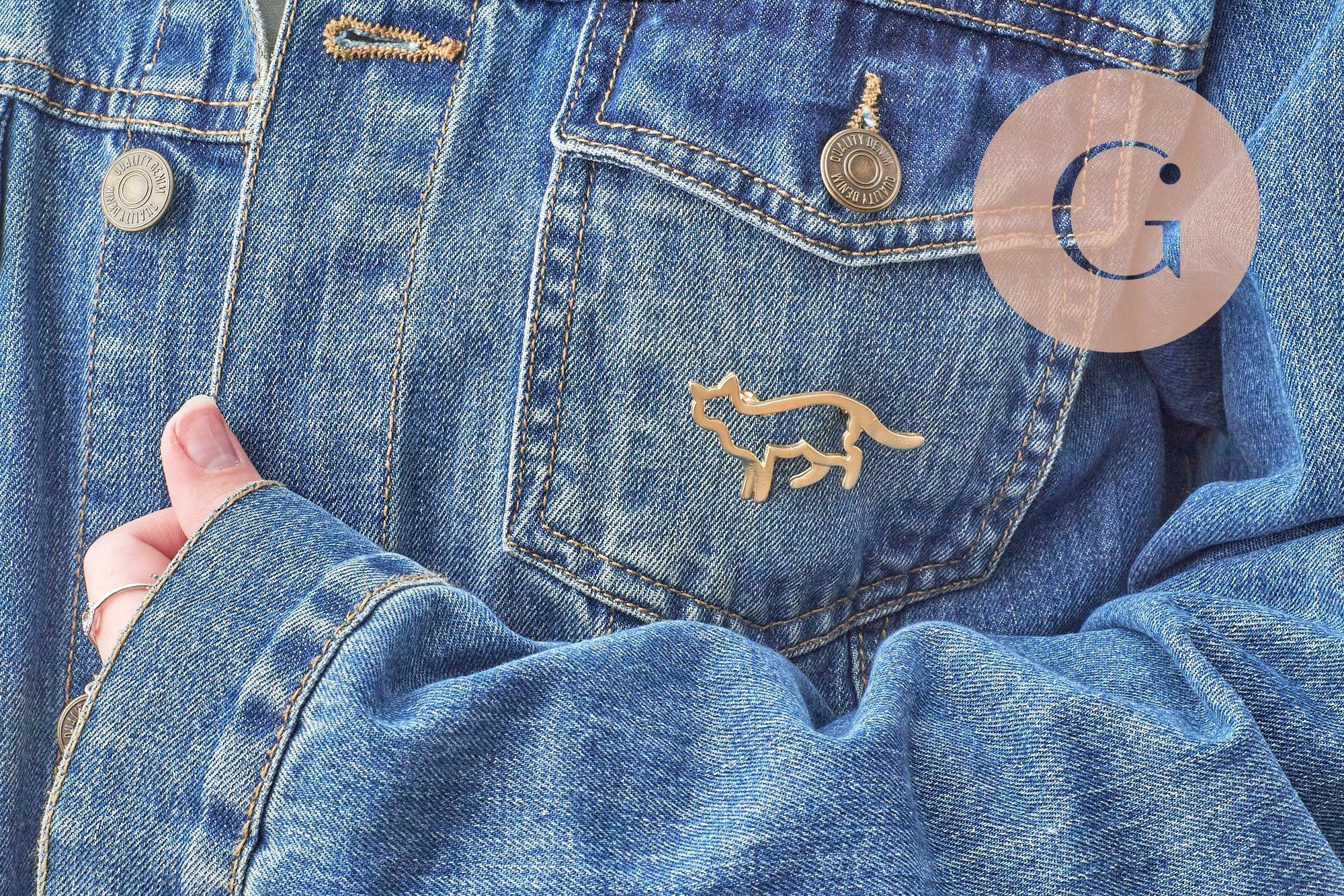 Broche Chat zamac doré 54mm, x1 (G8850)