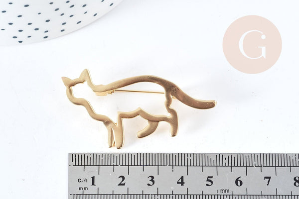 Broche Chat zamac doré 54mm, x1 (G8850)