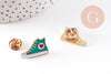 Broche Pin's chaussure Converse doré émail turquoise 22.5mm, x1 (G10943)