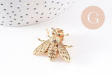 Broche abeille zamac doré 27mm, x1 (G10137)