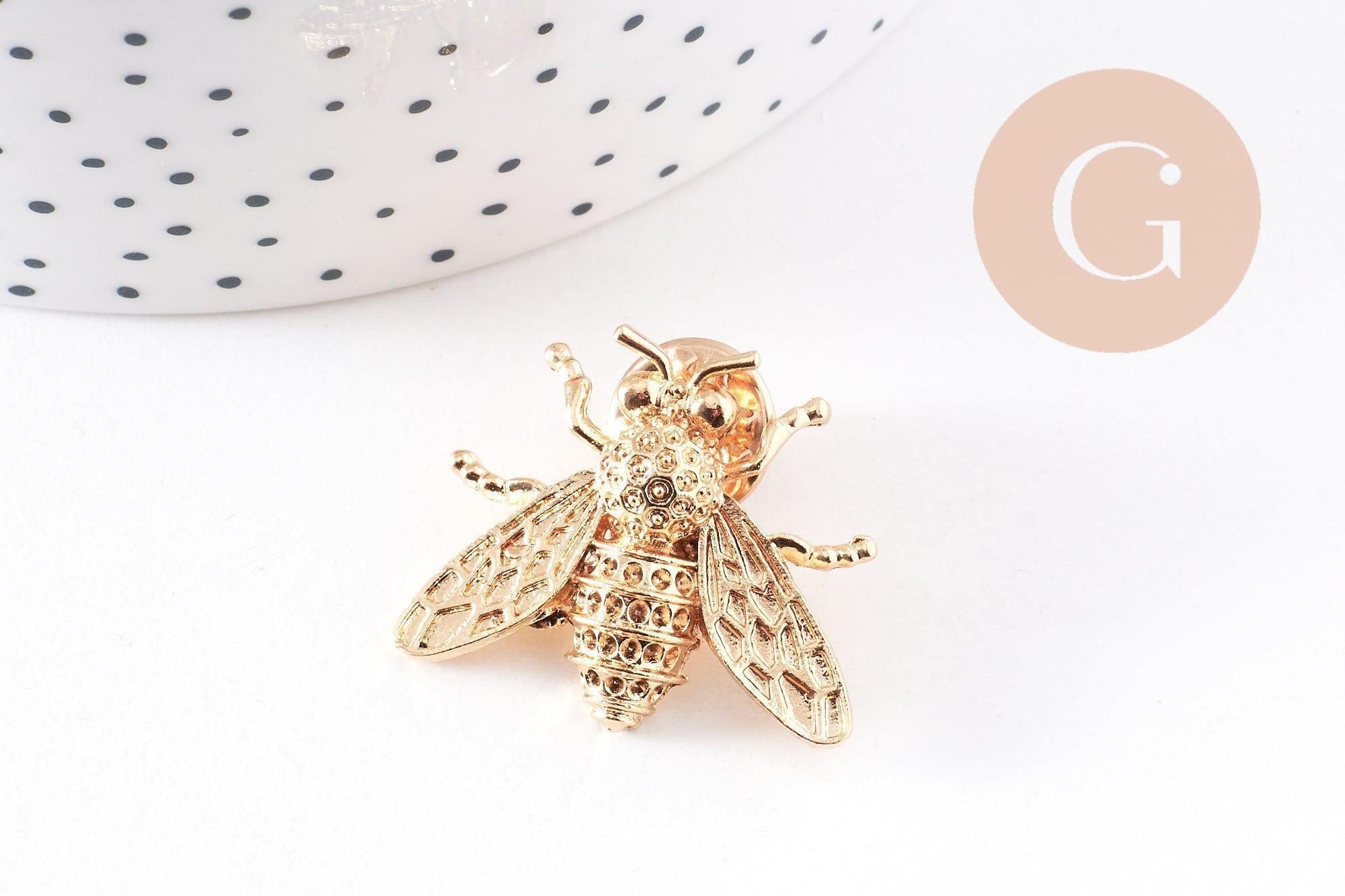 Broche abeille zamac doré 27mm, x1 (G10137)