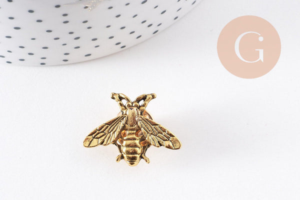 Broche abeille zamac doré vieilli 26mm, x1 (G10170)