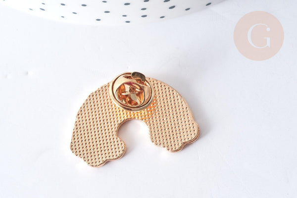 Broche arc-en-ciel zamac doré 23x33mm, x1 (G7846)