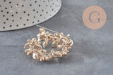 Broche flores circonitas multicolor zamak dorado esmaltado 41mm, x1 (G11256)