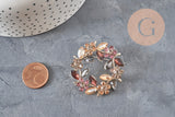 Broche flores circonitas multicolor zamak dorado esmaltado 41mm, x1 (G11256)