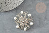 Broche flocon de neige zamac zircons 45mm, x1 (G9774)