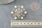 Broche flocon de neige zamac zircons 45mm, x1 (G9774)