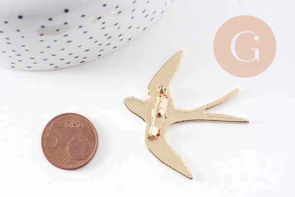 Broche hirondelle acier 316 inoxydable doré 52mm, x1 (G9606)