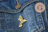 Broche oiseau colibri acier 304 inoxydable doré 30mm, x1 (G9783)