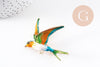 Broche oiseau zamac doré émail 52mm, x1 (G10163)
