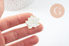 Broche pins Fleurs Lotus blanc zamac doré émail 25mm,broche dorée, décoration veste, x1 (G9744)
