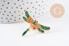 Broche pin's Libellule insecte ailé doré émaillé 40x32mm, x1 (G5551)