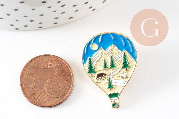 Broche pin's Montgolfière dorée 29.5mm, x1 (G9310)
