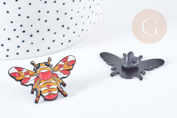 Broche pin's abeille insecte ailé émaillé 40mm, x1 (G8503)
