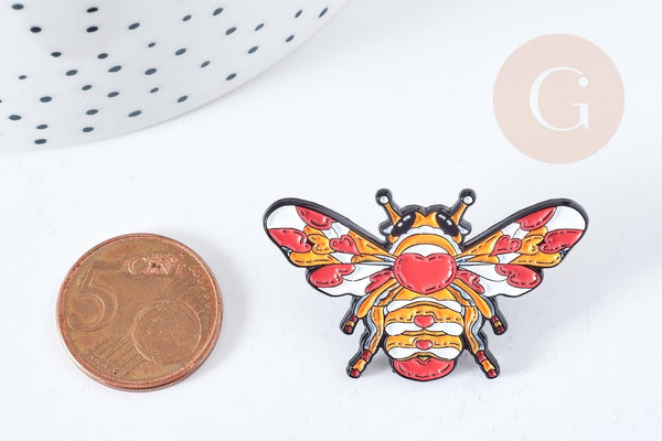 Broche pin's abeille insecte ailé émaillé 40mm, x1 (G8503)