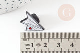 Broche pins avion en papier coeur émaillé blanc rouge 22.5mm,broche customisation vêtement x1 (G9299)