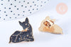 Broche pins biche motif mystique noir doré émail 25x26mm,broche dorée, décoration veste,x1 G6730