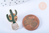 Broche pins cactus émail vert doré émail 25x14mm,broche dorée,décoration veste,x1 G6620