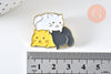 Broche pins chat gris, blanc &june Yang mystique doré émail noir,broche dorée, décoration veste, 30x24.5mm,x1 G6322