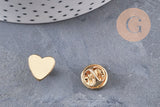 Broche pin's coeur laiton doré 11mm, x1 (G10989)