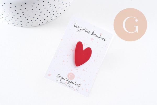 Broche pins coeur zamac doré émaillé 29mm, x1 (G10139)