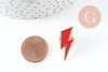 Broche pin's éclair zamac doré émail rouge 28mm, x1 (G9745)