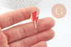 Broche pin's éclair zamac doré émail rouge 28mm, x1 (G9745)