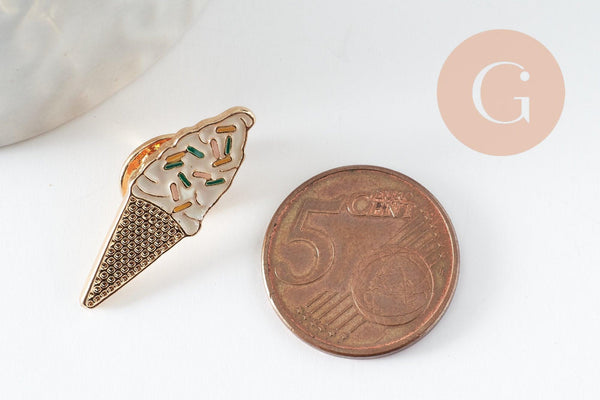 Broche pins glace à l'italienne émaillé 28.5mm, idée cadeau EVJF anniversaire x1 G9472