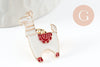 Broche pin's lama alpaca zamac doré émail 27mm, x1 (G9516)