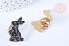 Broche pins lapin motif mystique noir doré émail 26x17mm,broche dorée, décoration veste,x1 G6617