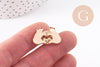 Broche pins mains coeur zamac doré émaillé beige rouge 15mm, x1 (G10161)