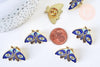 Broche pins papillon oeil protecteur doré émaillé 27mm, x1 (G5548)