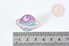 Broche pins planète éclair doré émail 32mm,broche dorée, décoration veste,x1 G8512