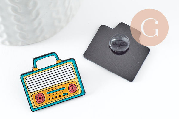 Broche pins radio émaillé 30.5mm, x1 (G9475)