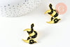 Broche pins serpent lune mystique doré émail noir jaune 32.5mm, x1 (G6321)