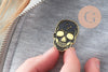Broche pins tête de mort mystique doré émail noir 32.5mm, x1 (G8504)