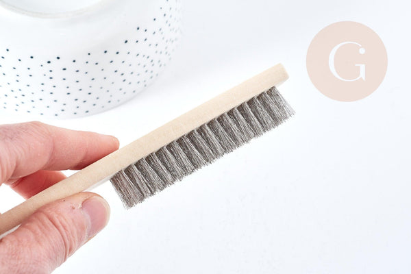 Brosse métallique nettoyage bijoux en bois et acier inoxydable 20 mm, x1 (G7065)
