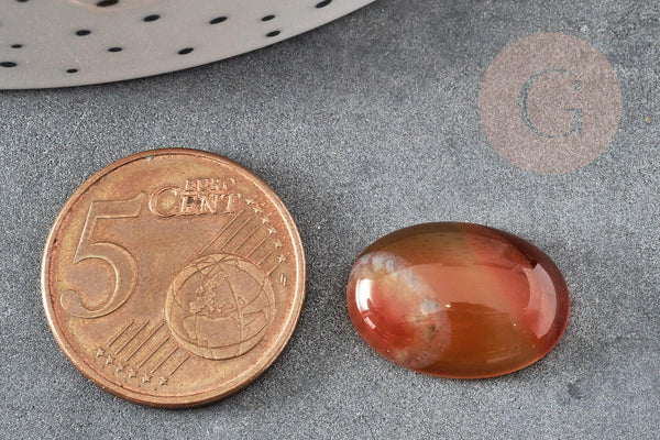Cabochon agate naturelle orange rayé 18x13mm, x1 (G2395)