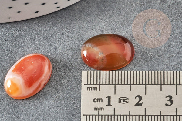 Cabochon agate naturelle orange rayé 18x13mm, x1 (G2395)